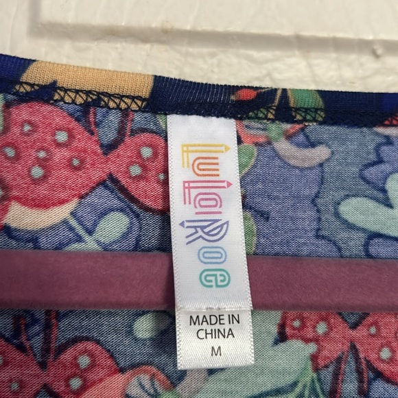 Lularoe brightly colored floral a line short sleeve t-shirt size medium - Picture 3 of 4